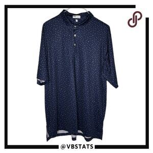 Peter Millar Large Tall Summer Comfort Navy Polo‎ with Colorful Small Crowns